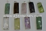 NGP6195 14*30mm - 15*38mm faceted rectangle mixed gemstone pendants