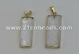 NGP6198 14*30mm - 15*38mm faceted rectangle white crystal pendants