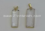 NGP6198 14*30mm - 15*38mm faceted rectangle white crystal pendants