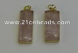 NGP6199 14*30mm - 15*38mm faceted rectangle rose quartz pendants