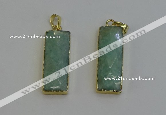 NGP6204 14*30mm - 15*38mm faceted rectangle amazonite pendants