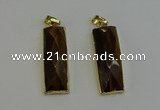 NGP6205 14*30mm - 15*38mm faceted rectangle yellow tiger eye pendants