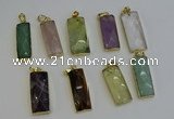 NGP6212 14*30mm - 15*38mm faceted rectangle mixed gemstone pendants