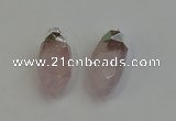 NGP6219 12*28mm - 15*30mm faceted bullet rose quartz pendants