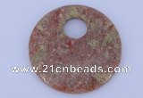 NGP622 5pcs 6*50mm Chinese unakite gemstone donut pendants