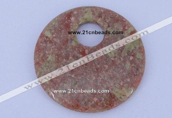 NGP622 5pcs 6*50mm Chinese unakite gemstone donut pendants