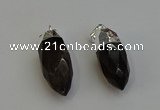 NGP6224 12*28mm - 15*30mm faceted bullet smoky quartz pendants