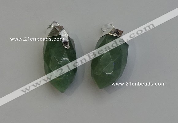 NGP6227 12*28mm - 15*30mm faceted bullet green aventurine pendants