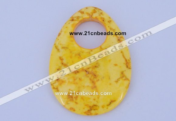 NGP623 5pcs 45*62mm flat teardrop yellow agate gemstone pendants