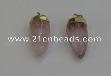 NGP6236 12*28mm - 15*30mm faceted bullet rose quartz pendants