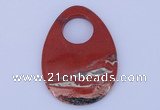 NGP624 5pcs 45*62mm flat teardrop red jasper gemstone pendants