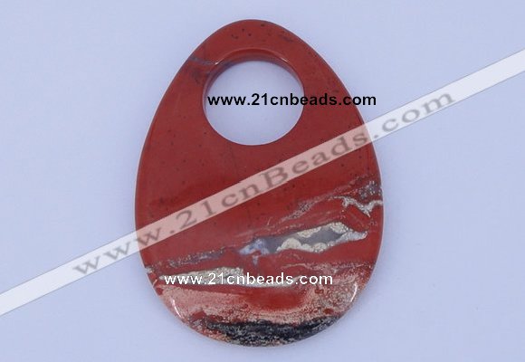 NGP624 5pcs 45*62mm flat teardrop red jasper gemstone pendants