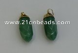 NGP6241 12*28mm - 15*30mm faceted bullet green aventurine pendants