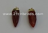 NGP6242 12*28mm - 15*30mm faceted bullet red rabbit hair pendants