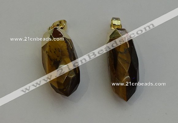 NGP6243 12*28mm - 15*30mm faceted bullet yellow tiger eye pendants