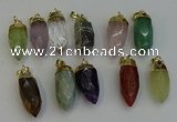 NGP6250 12*28mm - 15*30mm faceted bullet mixed gemstone pendants