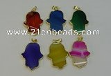 NGP6263 22*40mm - 25*45mm hamsahand agate gemstone pendants