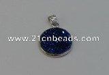 NGP6265 20mm flat round plated druzy agate pendants wholesale