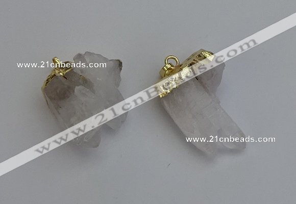 NGP6306 25*28mm - 25*35mm nuggets white crystal pendants