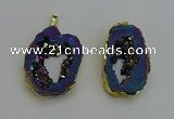 NGP6312 25*35mm - 30*45mm freeform plated druzy agate pendants