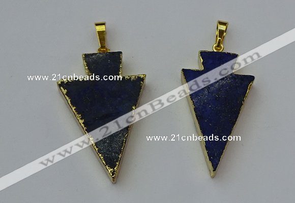 NGP6325 20*40mm - 25*45mm arrowhead lapis lazuli pendants