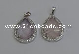 NGP6330 25*30mm teardrop rose quartz pendants wholesale