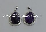 NGP6335 25*30mm teardrop amethyst gemstone pendants wholesale