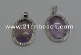 NGP6353 25*30mm oval light amethyst pendants wholesale