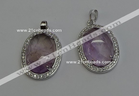 NGP6353 25*30mm oval light amethyst pendants wholesale