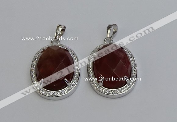 NGP6361 25*30mm oval red rabbit hair pendants wholesale