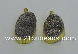 NGP6373 25*35mm - 26*40mm freeform plated druzy agate pendants