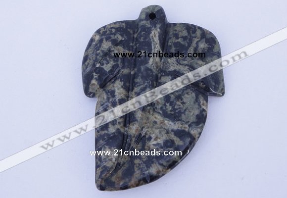 NGP638 5pcs 5*38*52mm leaf kambaba jasper gemstone pendants