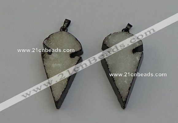 NGP6396 20*40mm - 25*45mm arrowhead druzy agate pendants