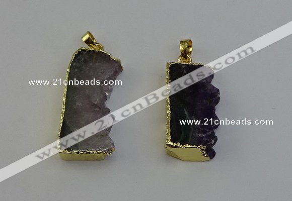 NGP6400 18*30mm - 25*40mm freeform druzy amethyst pendants