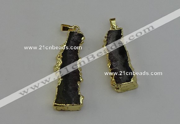NGP6402 12*35mm - 15*45mm freeform druzy amethyst pendants