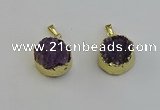 NGP6404 20mm - 22mm coin druzy amethyst pendants wholesale