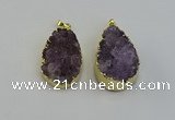 NGP6406 22*30mm - 25*35mm teardrop druzy amethyst pendants