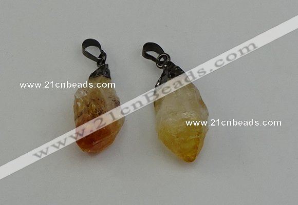 NGP6418 12*28mm - 15*30mm nuggets citrine gemstone pendants