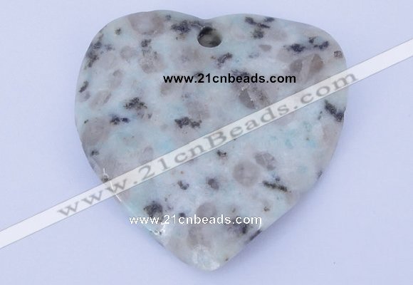 NGP642 5pcs 50*50mm heart kiwi stone pendants jewelry wholesale