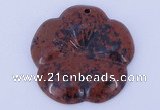 NGP643 5pcs 6*40mm flower mahogany obsidian gemstone pendants