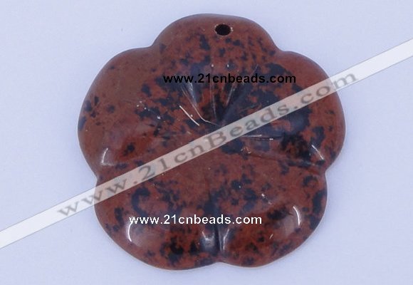 NGP643 5pcs 6*40mm flower mahogany obsidian gemstone pendants