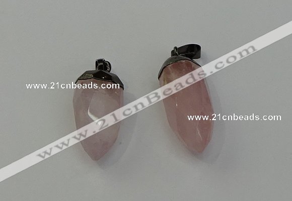 NGP6431 12*24mm - 15*30mm faceted bullet rose quartz pendants