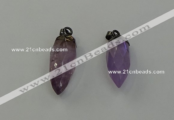 NGP6432 12*24mm - 15*30mm faceted bullet amethyst pendants