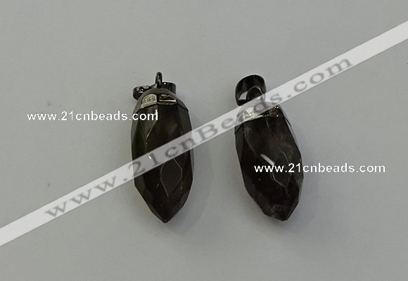 NGP6435 12*24mm - 15*30mm faceted bullet smoky quartz pendants