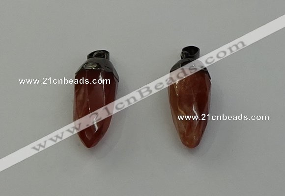 NGP6442 12*24mm - 15*30mm faceted bullet red rabbit hair pendants