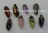 NGP6448 12*24mm - 15*30mm faceted bullet mixed gemstone pendants