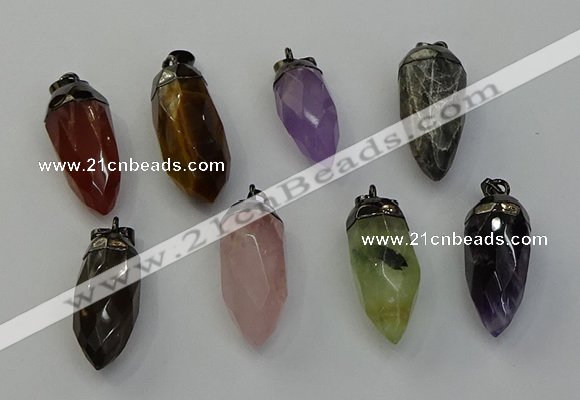 NGP6448 12*24mm - 15*30mm faceted bullet mixed gemstone pendants