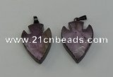 NGP6454 22*28mm - 25*35mm arrowhead amethyst gemstone pendants