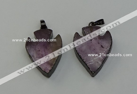 NGP6454 22*28mm - 25*35mm arrowhead amethyst gemstone pendants