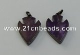 NGP6455 22*28mm - 25*35mm arrowhead amethyst gemstone pendants